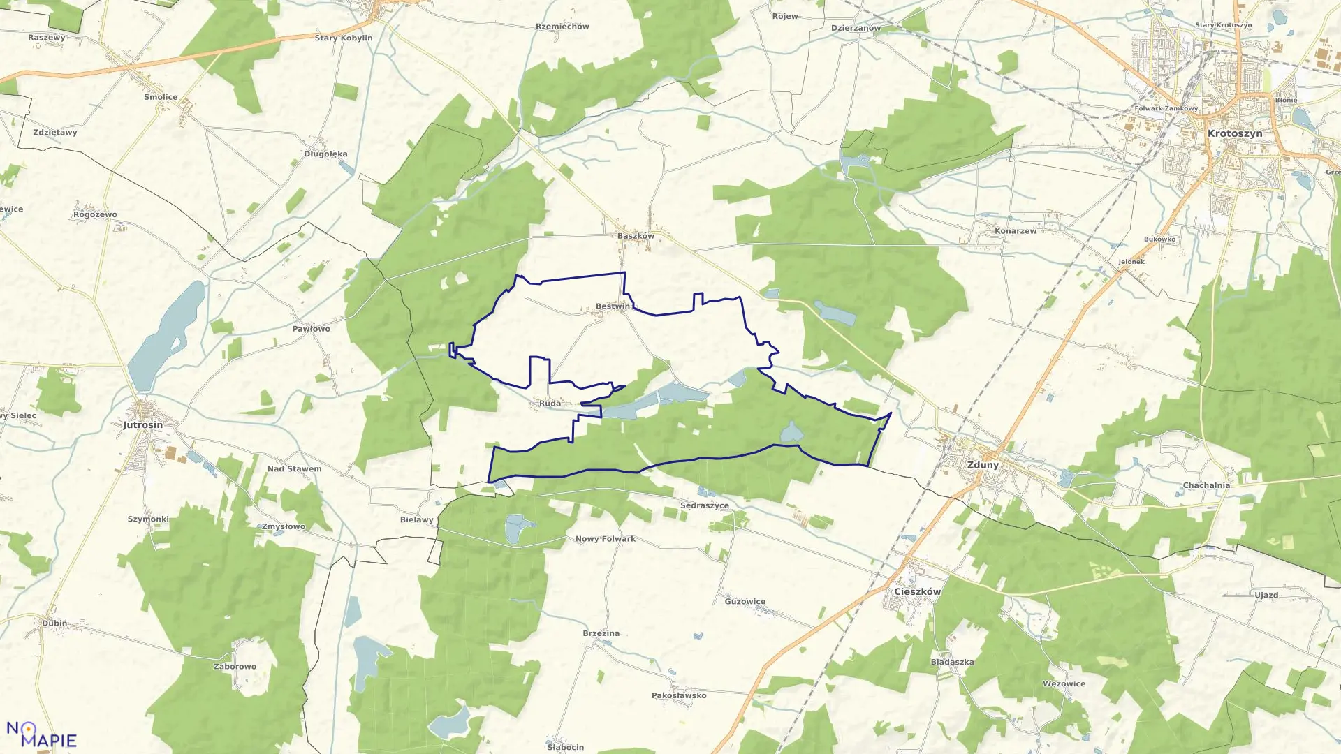 Mapa obrębu BESTWIN w gminie Zduny