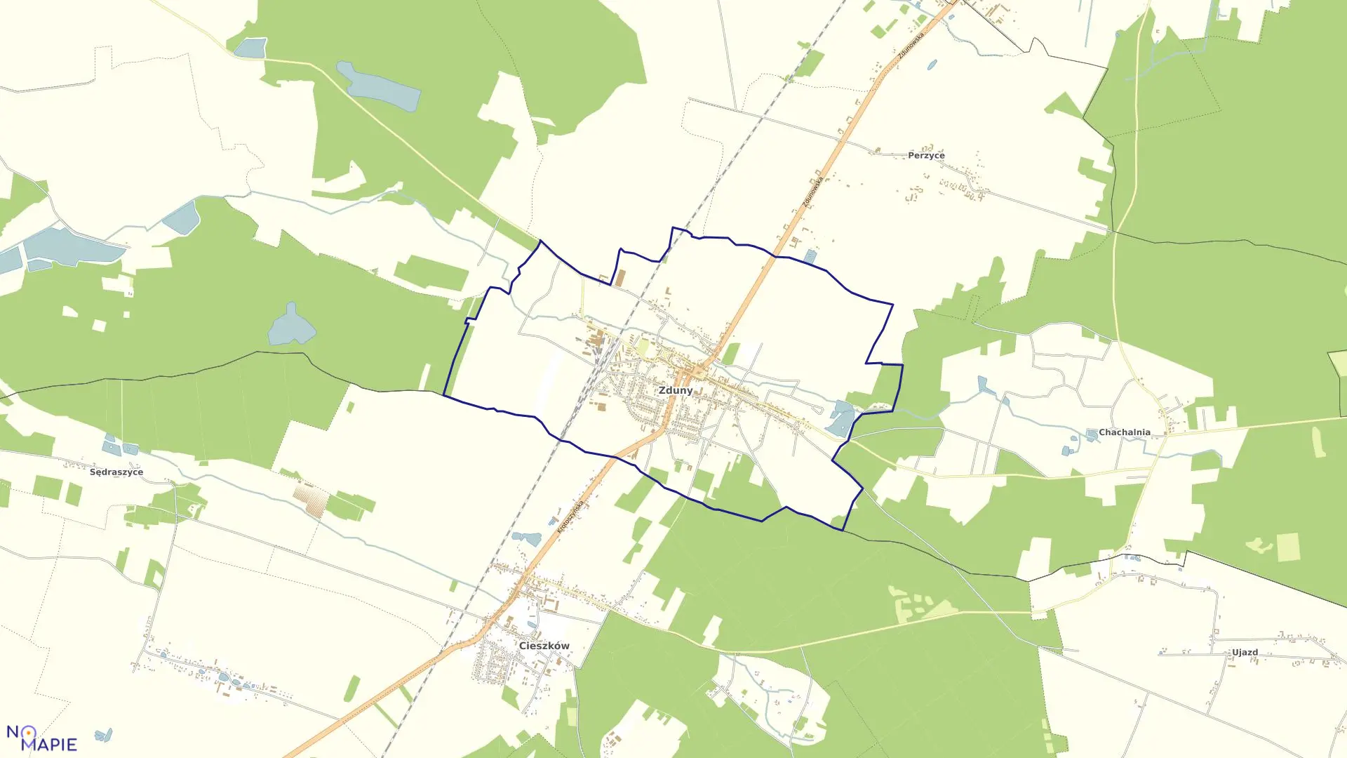 Mapa obrębu MIASTO ZDUNY w gminie Zduny