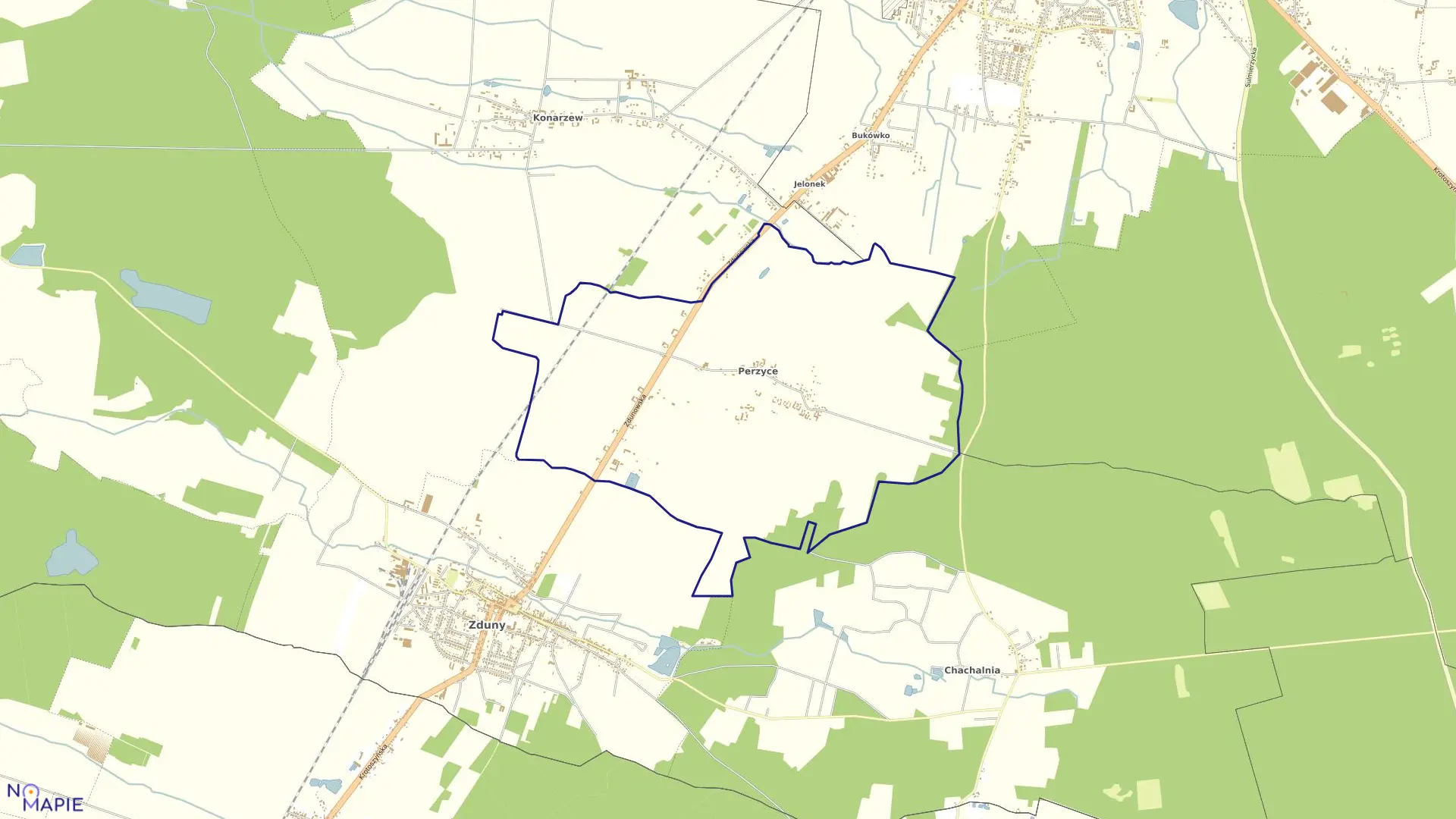 Mapa obrębu PERZYCE w gminie Zduny